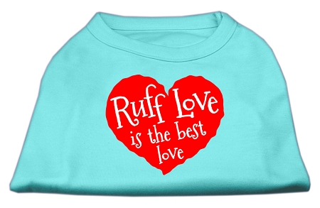 Ruff Love Screen Print Shirt Aqua XS